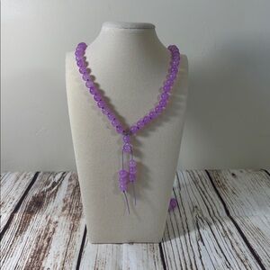 Purple 8mm Plastic Bead Handmade Beaded Mala Necklace